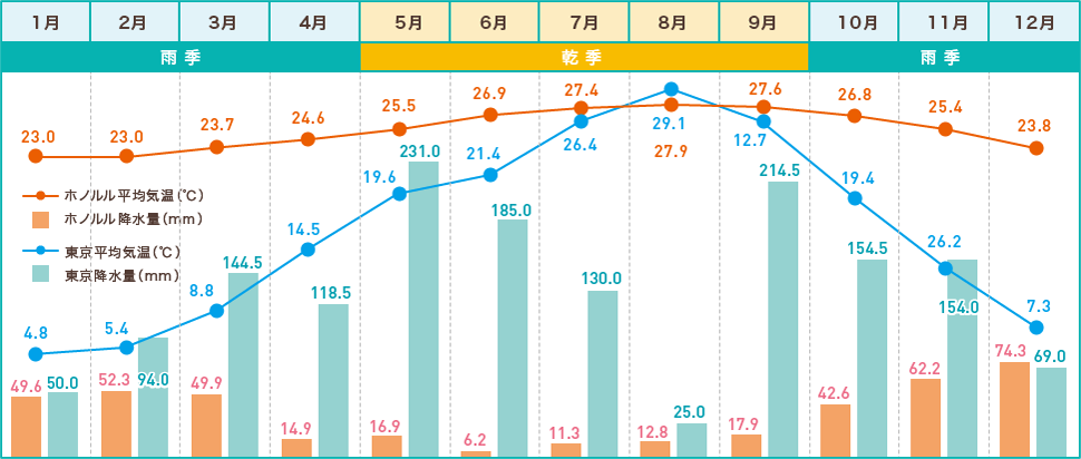 気温、降水量比較グラフ